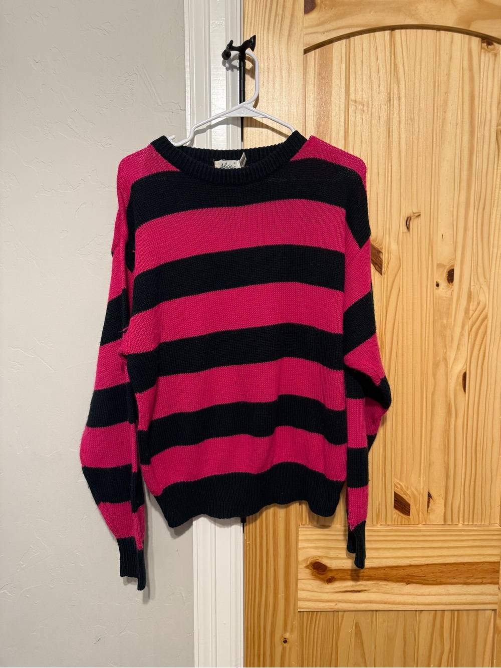 Vintage Alicia Striped Pink and Black Crewneck Sweater